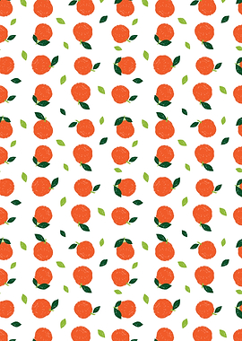 Orange and Leaf Pattern on White