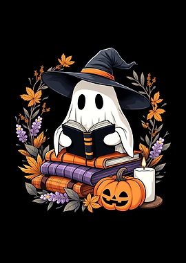 Ghost Reading on Books Halloween