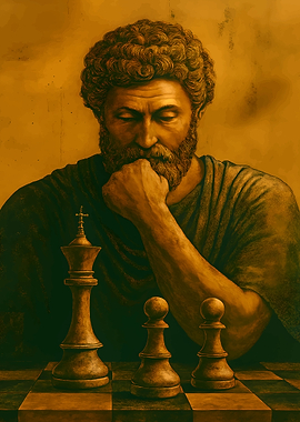 Philosopher Contemplating Chess Strategy
