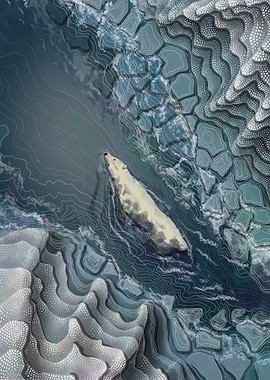 Polar Bear Swimming in Arctic Waters