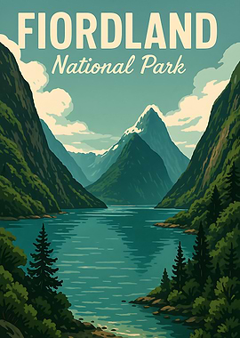 Fiordland National Park Landscape Poster