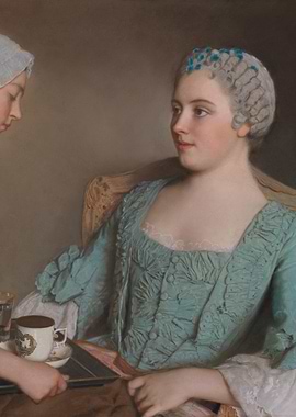 Elegant Woman with Tea Painting