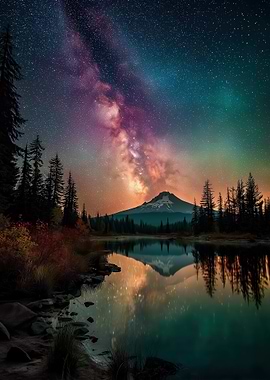 Milky Way over Mountain Lake Reflection