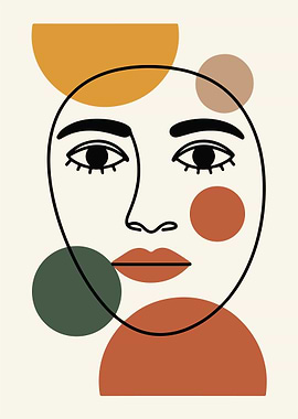 Abstract Face with Geometric Shapes