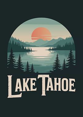 Lake Tahoe Landscape Illustration