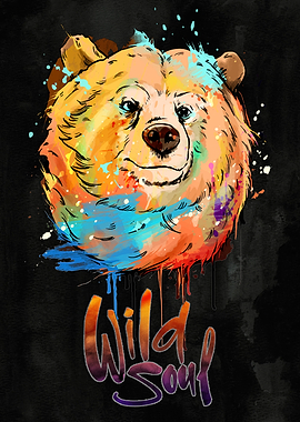 Colorful Bear Wild Soul Animal Illustration