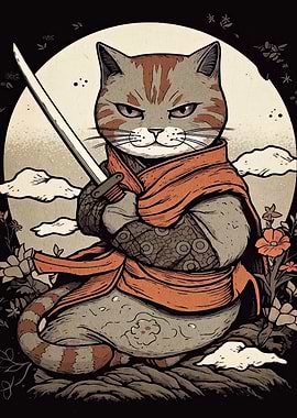 Samurai Cat with Sword