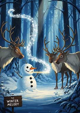 Winter Melody: Snowman and Reindeer Serenade