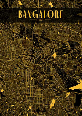 Bangalore Golden Map Art