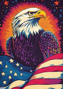 American Eagle and Flag