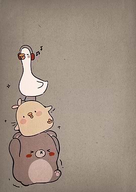 Cute Animal Stack with Goose and Bear