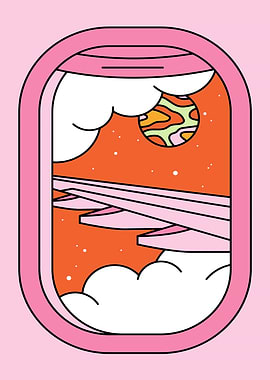 Retro Airplane Window Space View