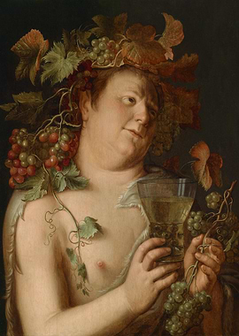Bacchus with Wine Glass Painting