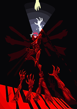 Ultrakill red Figure Reaching for Light