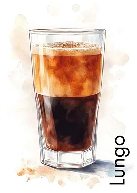 Lungo Coffee Watercolor Illustration | Kitchen Art