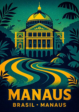 Manaus Brazil Travel Poster Art