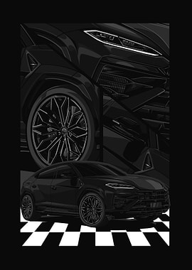 Black Lamborghini Urus Illustration