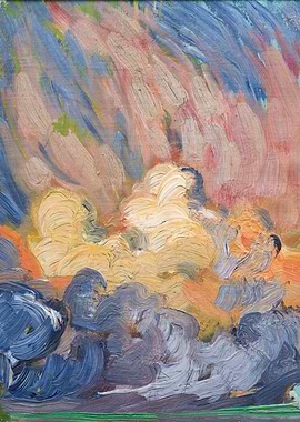 Impressionistic Sky Painting with Clouds