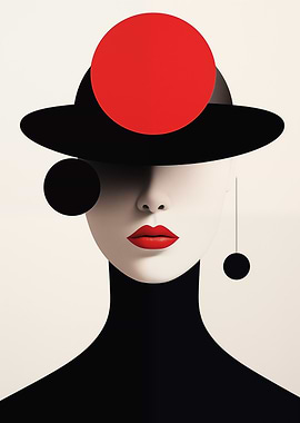 Woman with Hat and Circles