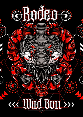Rodeo Wild Bull Illustration