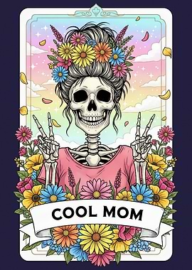 Cool Mom Skeleton with Flowers