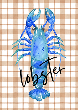 Blue Lobster Watercolor