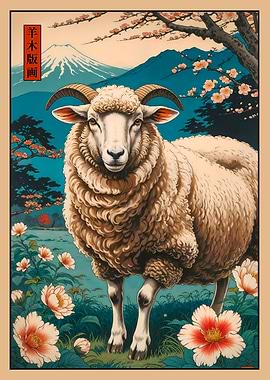 Ram Sheep Japanese Art