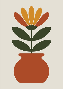 Minimalist Flower in Pot Illustration
