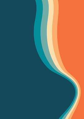 Retro Wavy Color Block Background