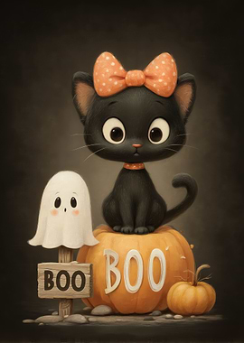 Black Cat Halloween Ghost