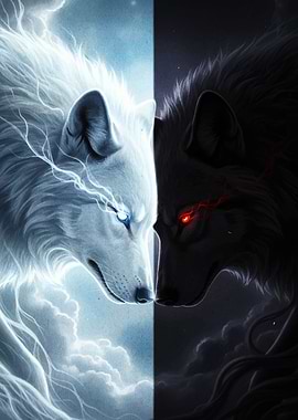 Dual Wolves: Light and Dark