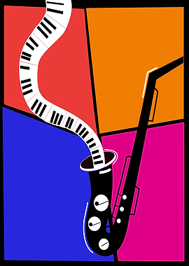Abstract Saxophone with Piano Keys