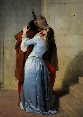 Romantic Embrace: Historical Painting