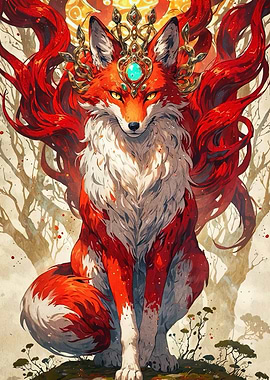 Majestic Fox with Crown Digital Art