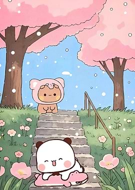 Cute Animal Spring Landscape