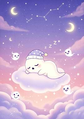 Cute Ghost Sleeping Cloud