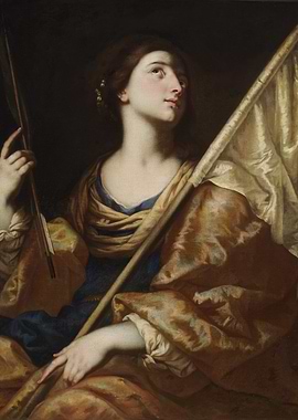 Saint holding arrows and flag painting