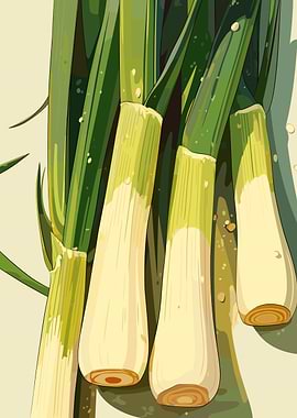 Fresh Leeks Illustration