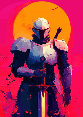 Armored Knight with Sword Digital Art