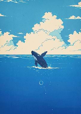 Orca Whale Breaching Ocean Surface