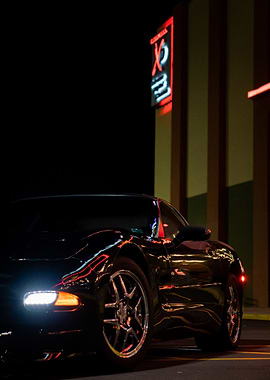 Black C5 Corvette at Night