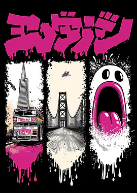 San Francisco Collage with Monster