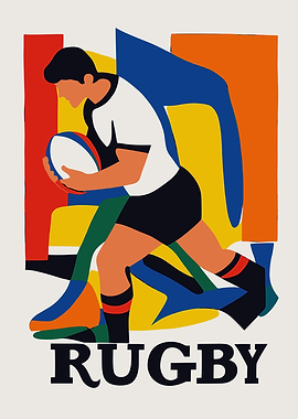 Abstract Rugby Player Illustration