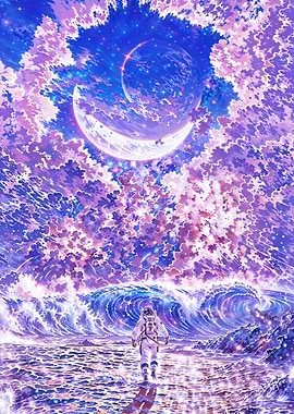 Tidal Moonwalker - Astronaut on a Lunar Shore