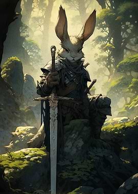 Anthropomorphic Rabbit Warrior with Sword