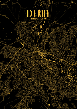 Derby Golden Map Art