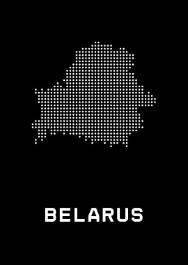 Belarus Map Dotted White on Black