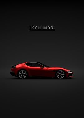 Red Ferrari 12Cilindri Car Studio Shot