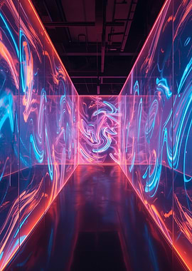 Neon Light Tunnel Abstract