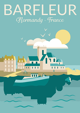 Barfleur Normandy France Travel Poster
